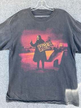 Vintage Ozzy Osbourne Hitchhiking To Hell Double Sided Thrashed T-Shirt